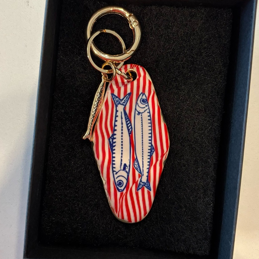Piper K Striped Sardine Bag Charm Keychain